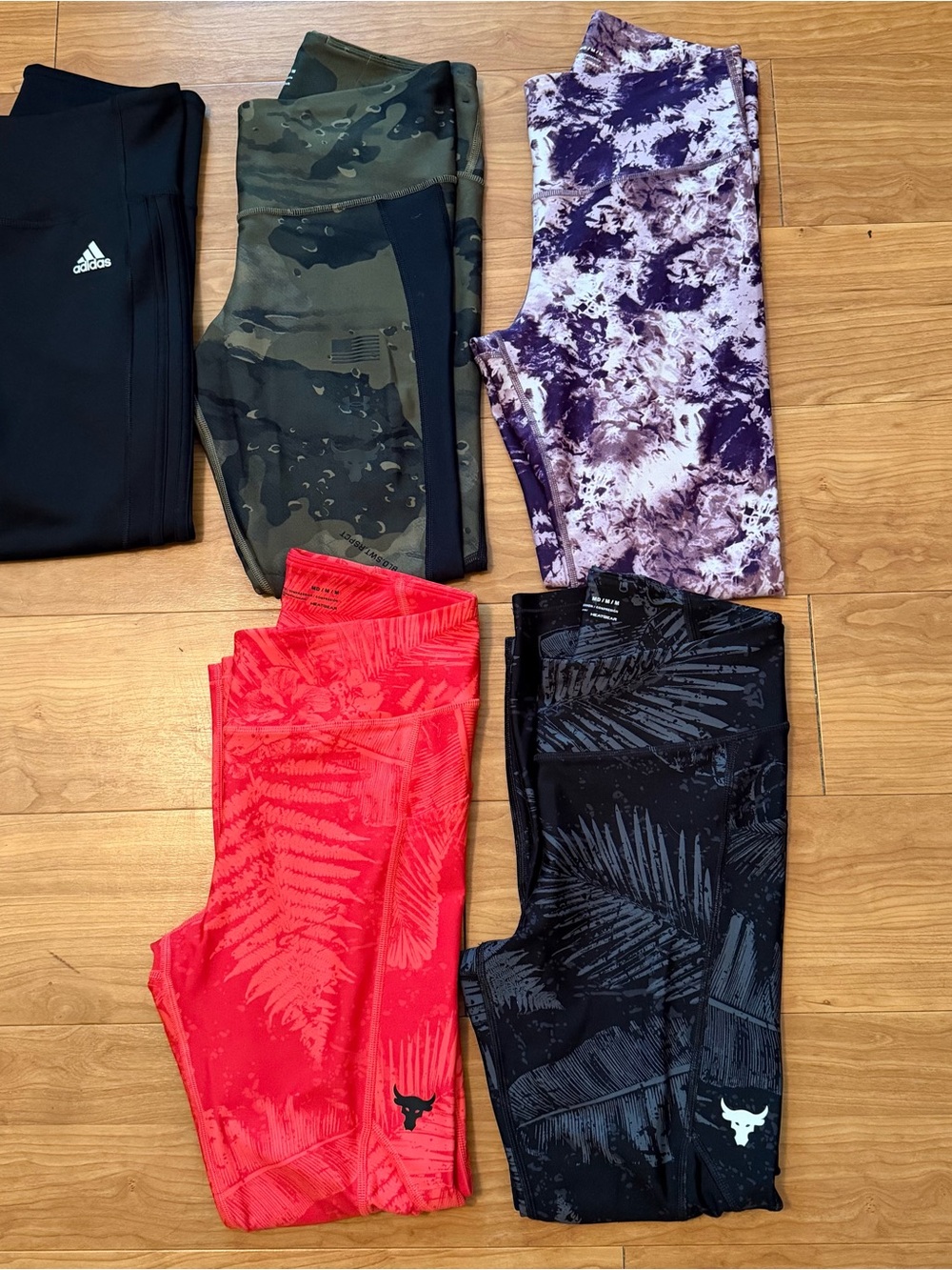 5 Pairs Under Armour & Adidas Active Leggings